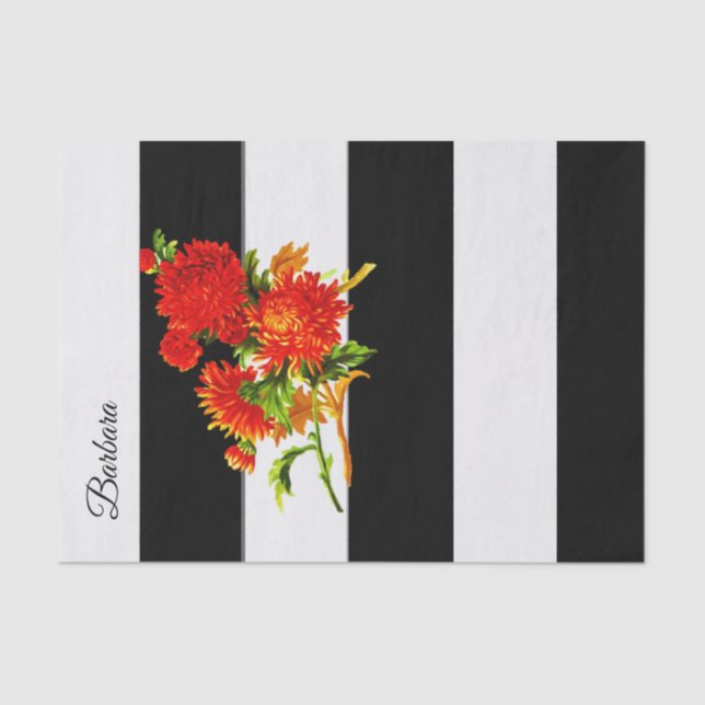 Tissue Paper Black Stripe Floral (Front)