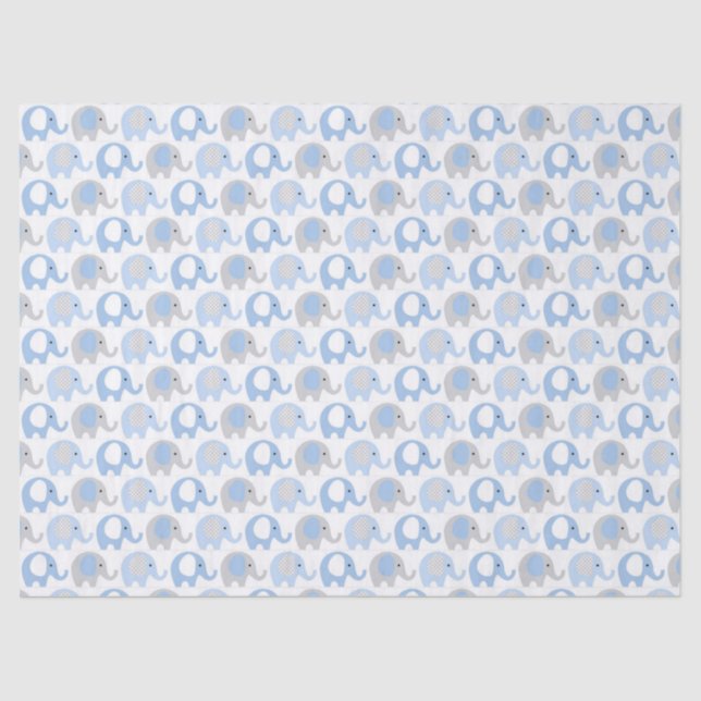 Tissue Paper - Blue & Gray Elephants (Front)