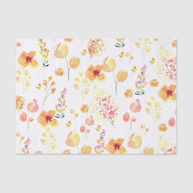 Tissue Paper - Bright watercolor flowers (Front)