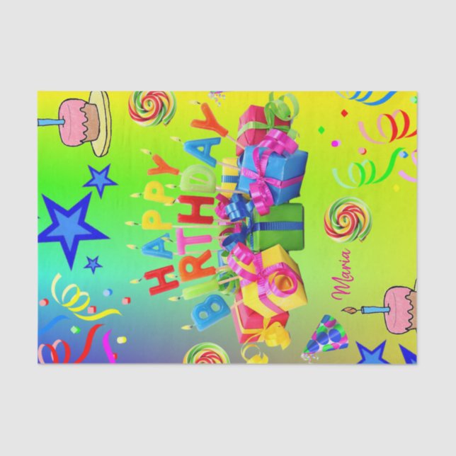Tissue Paper Colorful Happy Birthday (Front)