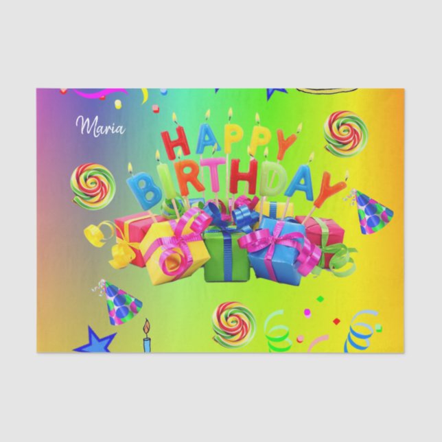 Tissue Paper Colorful Happy Birthday (Front)