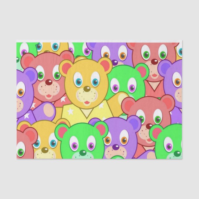 Tissue Paper, Colorful Teddy Bears Paper (Front)