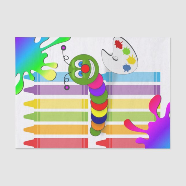 Tissue Paper Colors Crayons Worm (Front)