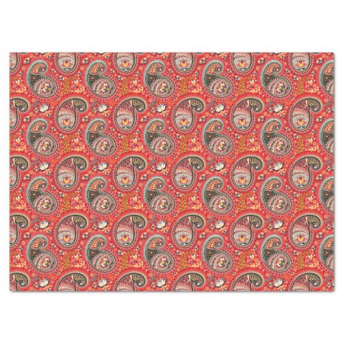 Tissue Paper Decoupage _ Abstract Paisley Red