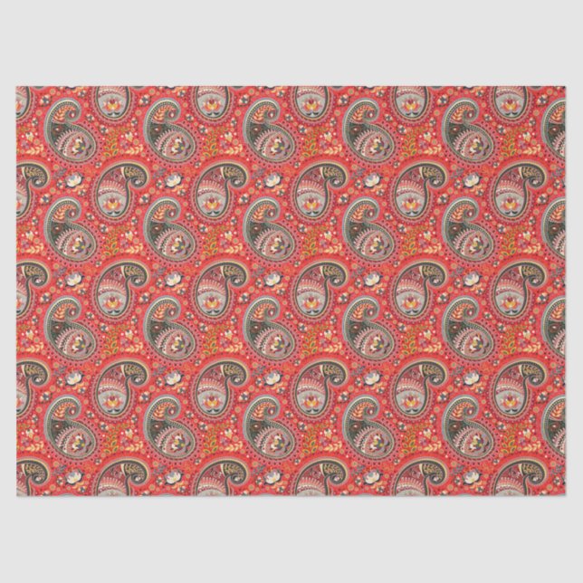 Tissue Paper Decoupage - Abstract Paisley Red (Front)