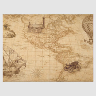 Tissue Paper Decoupage - Vintage Map of USA