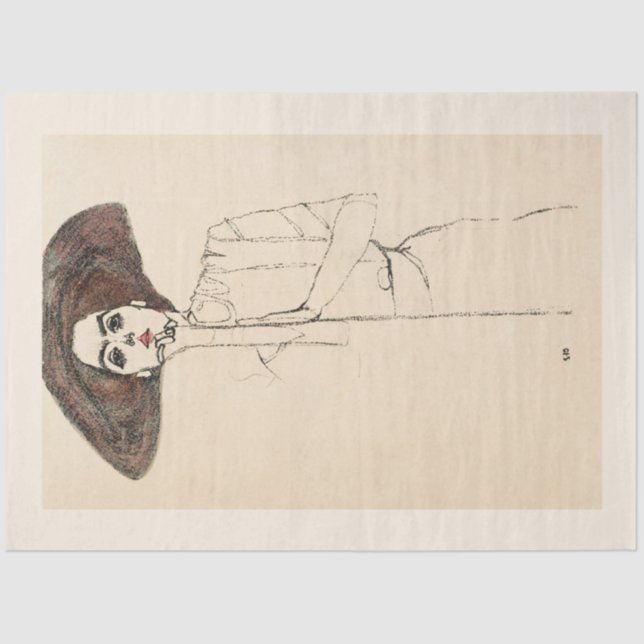 TISSUE PAPER: EGON SCHIELE : PORTRAIT OF WOMAN  TISSUE PAPER (Front)