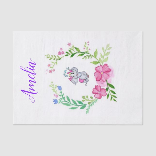 Tissue Paper Elephant Floral (Front)