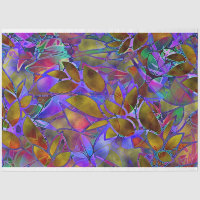 Tissue Paper Floral Abstract Stained Glass (Front)