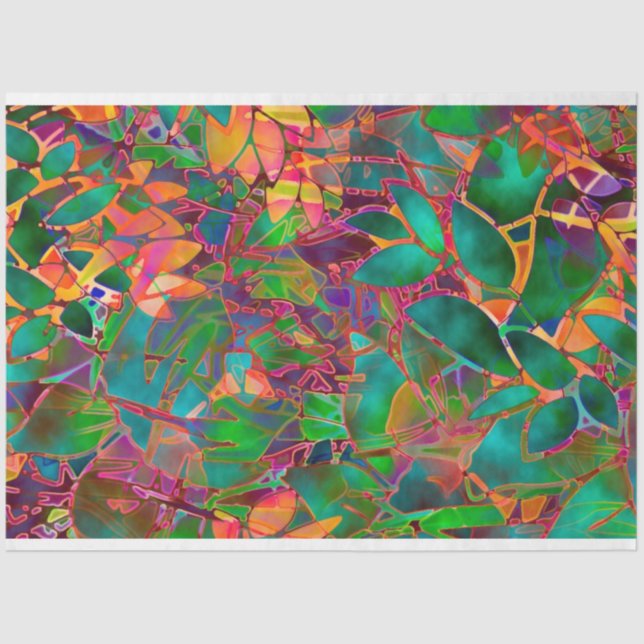 Tissue Paper Floral Abstract Stained Glass (Front)