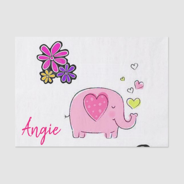Tissue Paper Floral Pink Pigs (Front)