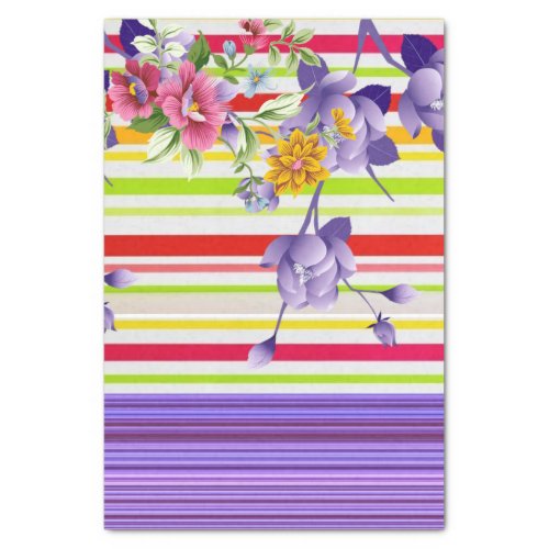 Tissue Paper Floral Purple Stripe