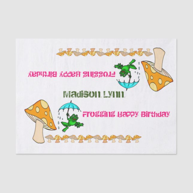 Tissue Paper Frogging Happy Birthday Mushroom (Front)