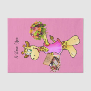 Tissue Paper Giraffe Floral Chocolate Pink