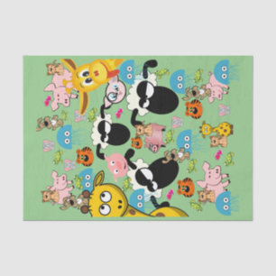 Tissue Paper Giraffe Sheep Elephants Green