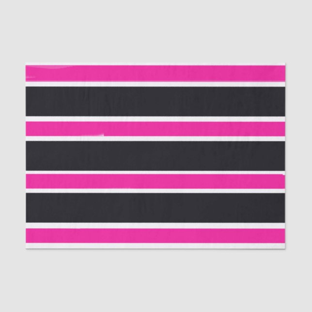 Tissue Paper Girly Chic Pink Black White Stripes (Front)
