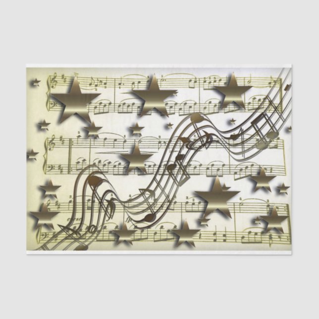 Tissue paper gold white star music notes (Front)