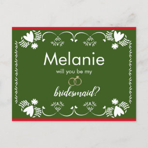 Tissue Paper Green Bridesmaid Proposal Card