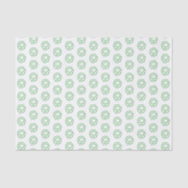 Tissue Paper - Green Christmas Wreaths (Front)