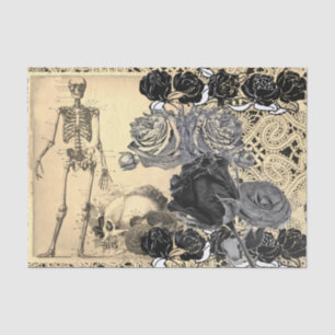 Tissue Paper HALLOWEEN SKELETONS AND BLACK ROSES