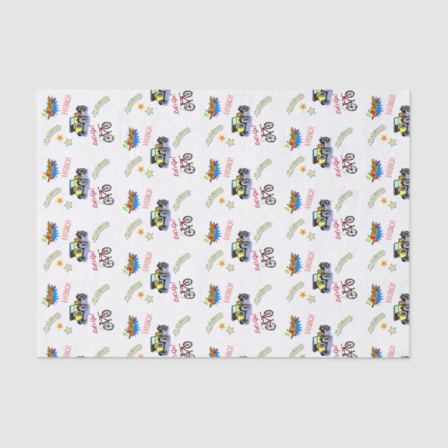 Tissue Paper Hero Bicycle Car Airplane  (Front)