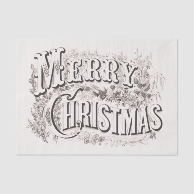 TISSUE PAPER  :  MERRY CHRISTMAS ILLUSTRATION (Front)