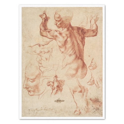 TISSUE PAPER  MICHELANGELO  SEATED FIGURE SKETCH