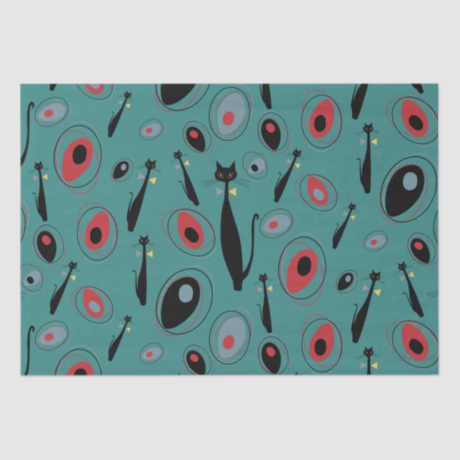 Tissue Paper | MidCentury Modern Atomic Cats (Front)