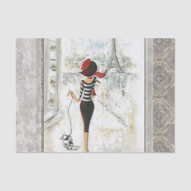 Tissue Paper Paris France Lady (Front)