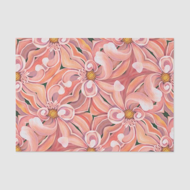 Tissue Paper - Peach Dahlia (Front)