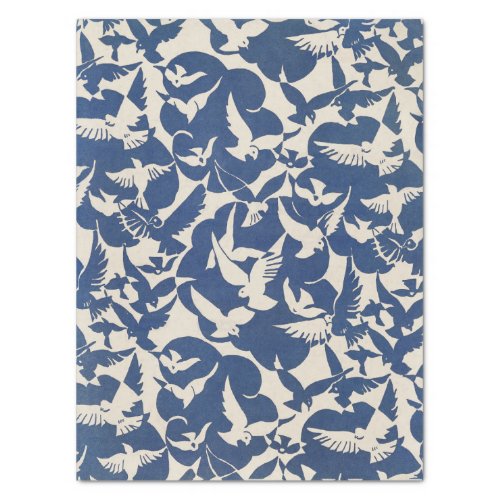 TISSUE PAPER  PIGEONS IN WHITE  BLUE  1928