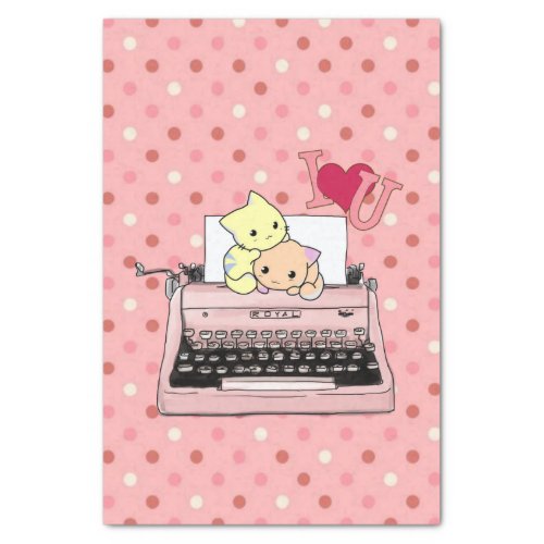 Tissue Paper Pink Typewriter Kittens Cats