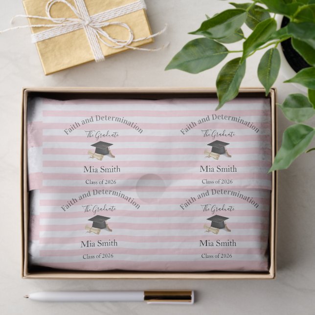 Tissue Paper Pink & White Stripe Graduation 2026 (Gift)