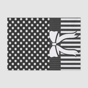 Tissue Paper Polkadot Stripes Bow Black White