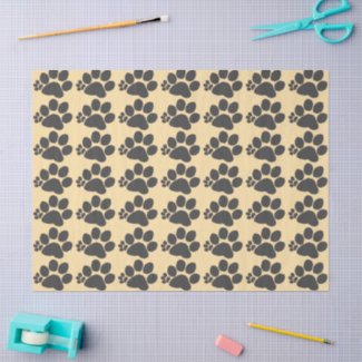 Tissue Paper - Polydactyl Paw Print on Beige