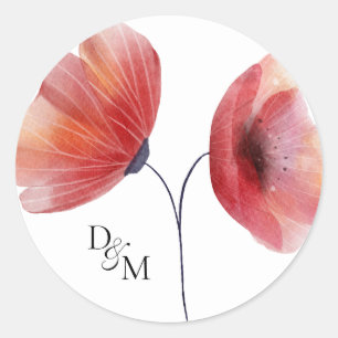 Tissue Paper Poppies Classic Round Sticker