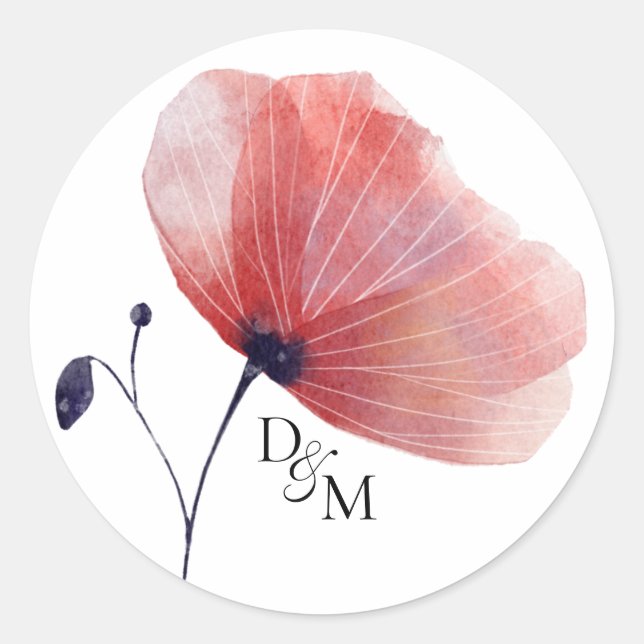 Tissue Paper Poppies Classic Round Sticker (Front)