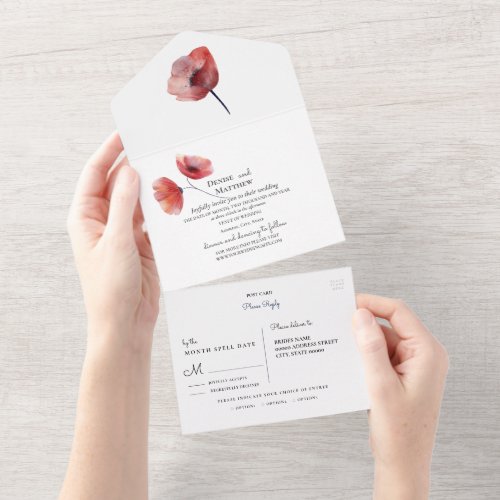 Tissue Paper Poppies Wedding Invitation