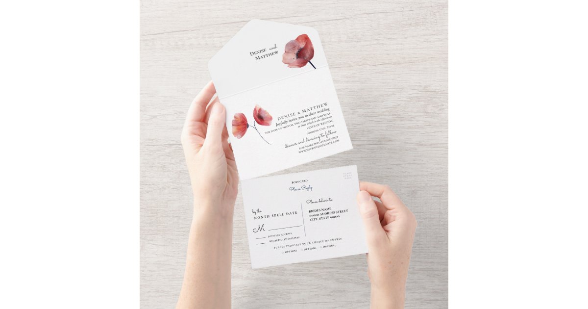 Tissue Paper Poppies Wedding Invitation Zazzle