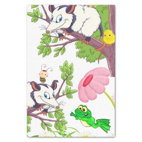 Tissue Paper Possum Frog Chicks Floral