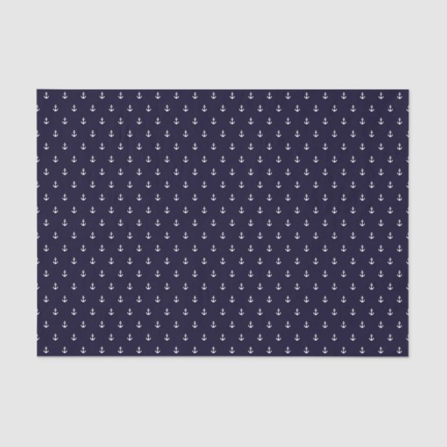 Tissue Paper Preppy anchor navy white pattern sea (Front)