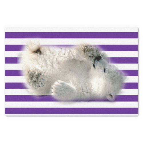 Tissue Paper Purple Stripes Polar Bear