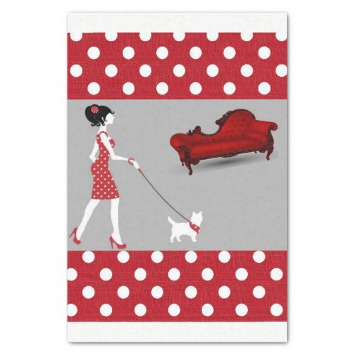 Tissue Paper Red Polkadot Dog