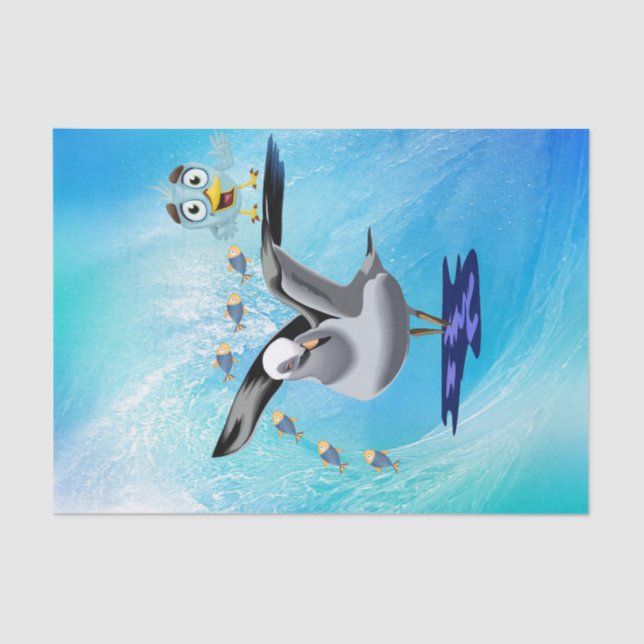 Tissue Paper Seagull Fish Bird Ocean Wave (Front)