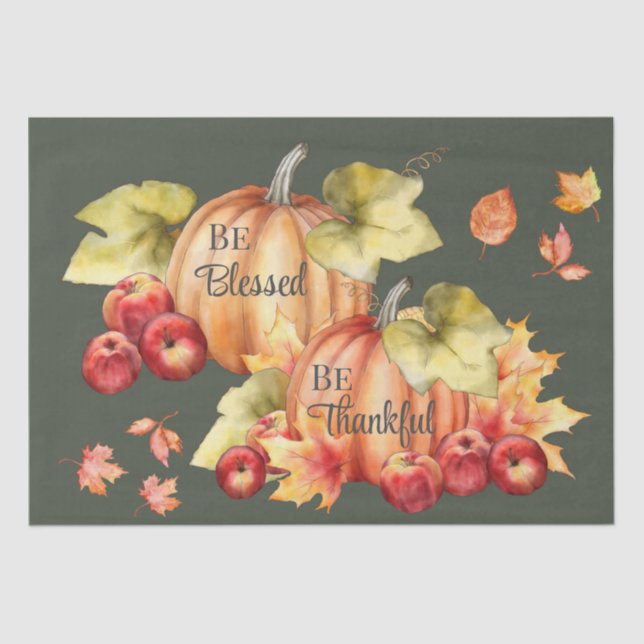 Tissue Paper Set 2 Green Thankful; Blessed (Front)