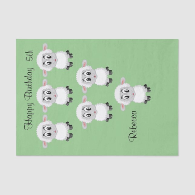 Tissue Paper Sheep Happy Birthday 5th (Front)