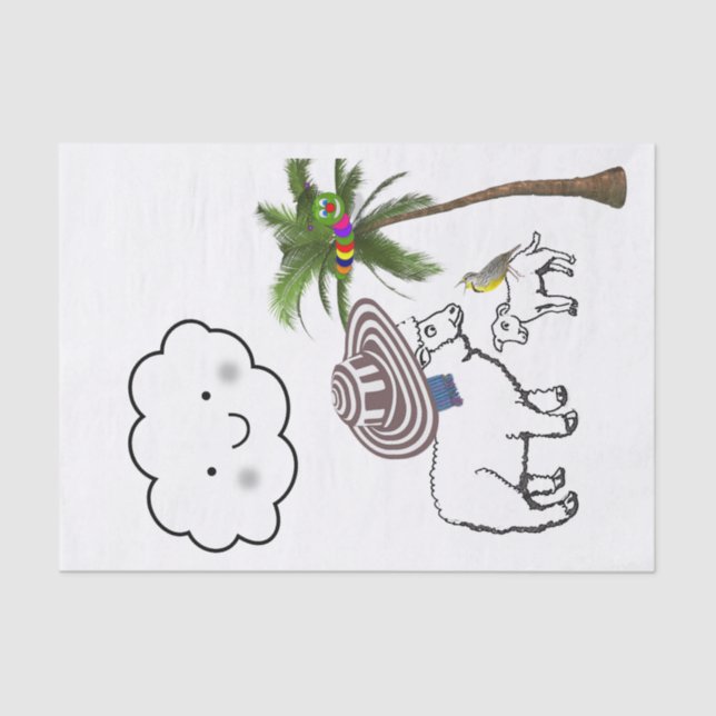 Tissue Paper Sheep Palm Tree Cloud (Front)