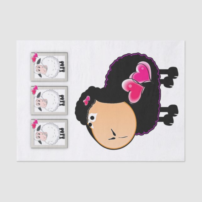 Tissue Paper Sheep Pink Hearts (Front)