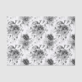 Tissue Paper Small Pattern Black & White Peonies