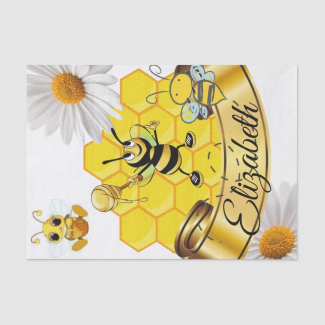 Tissue Paper Stripes Bumblebee White Daisy (Front)